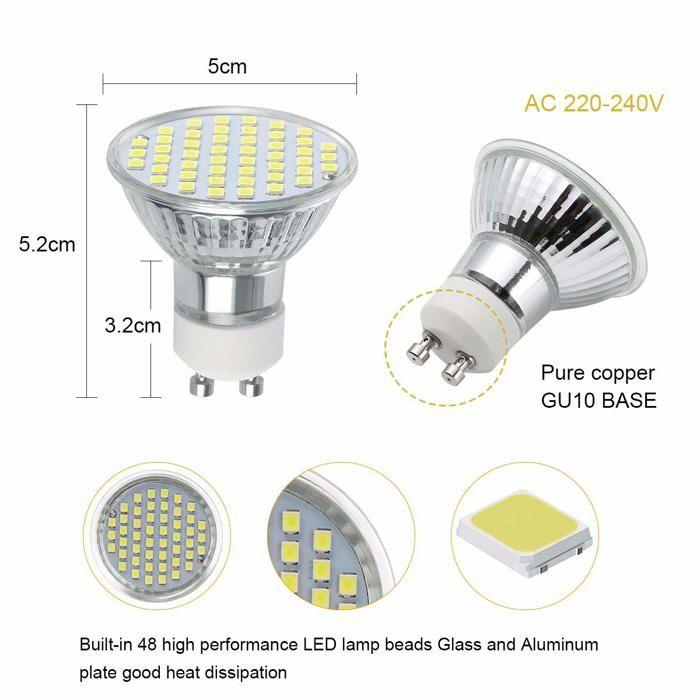 Ampoule led - vicloon - bs-3w6pcsgu10led-nt-fba - 3w - 300lm - blanc froid
