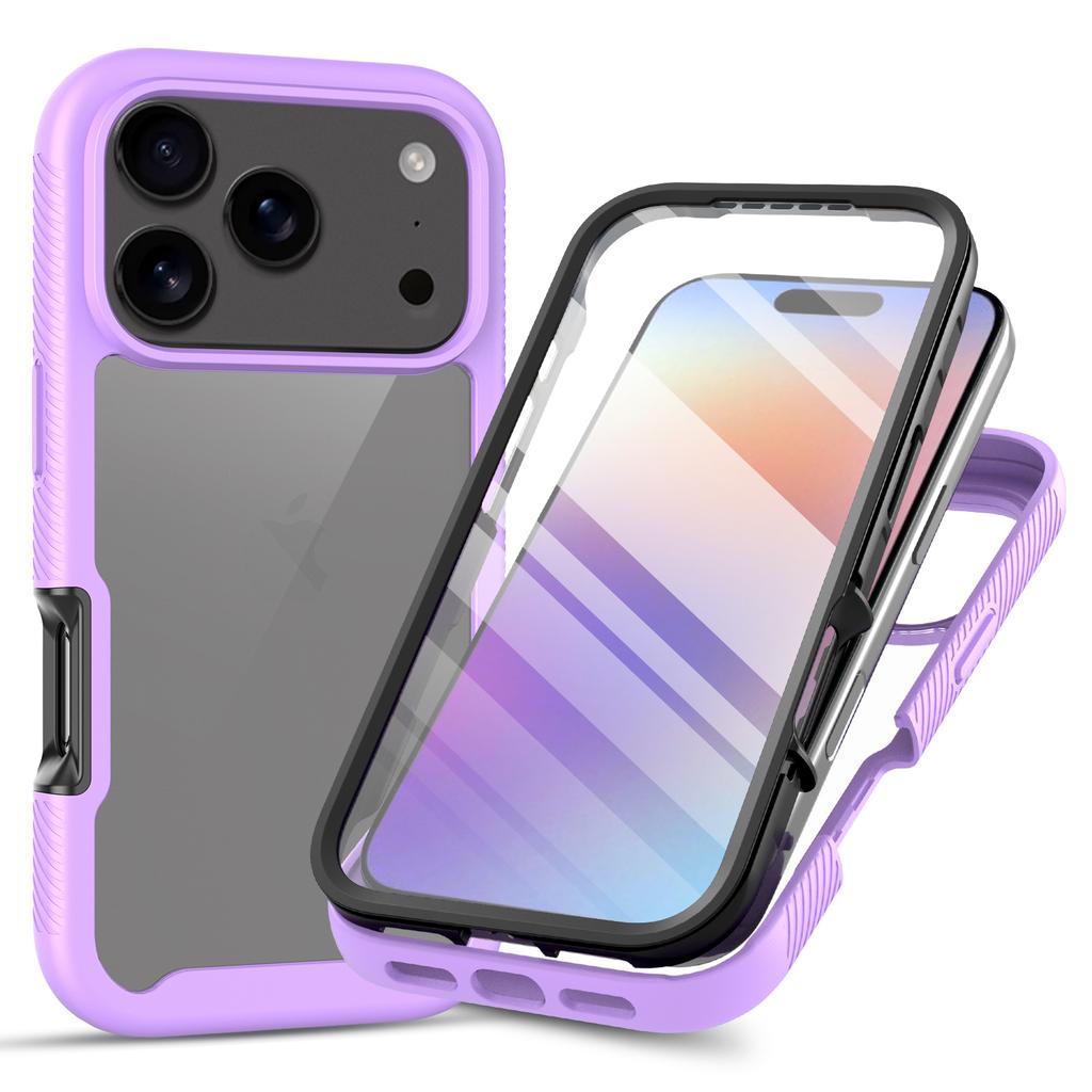 Clear Case for iPhone 17 Pro PC+TPU Phone Back Cover with PET Screen Film