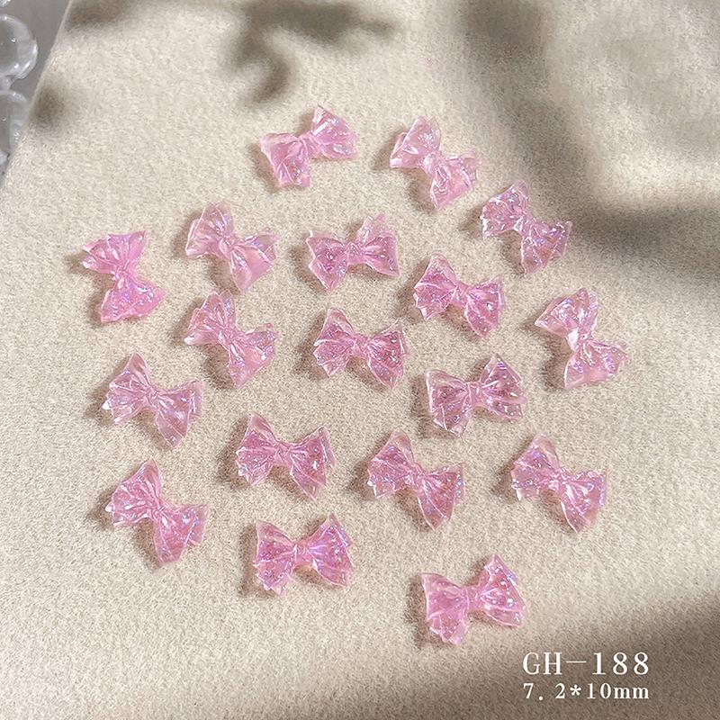 

10Pcs 3D Ice Jelly Bow Nail Art Charms Ювелірні вироби зі смоли Жіночі брелоки на нігті Бант зі стразами для нігтів Манікюрні прикраси Салон своїми руками