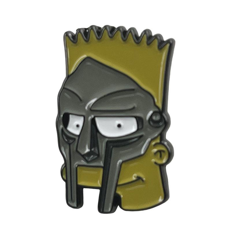 Брошь MF DOOM Железное Лицо: Значок рэп-фестиваля в стиле «Симпсонов»