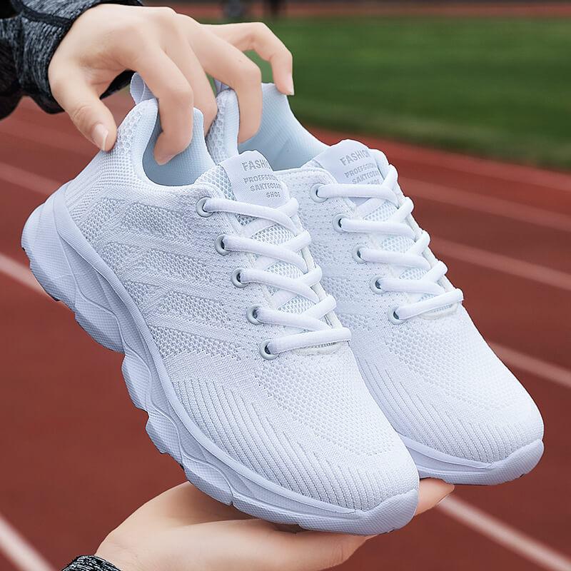 Spring and Autumn Women's Shoes Mesh Breathable Sneakers Women's Walking Casual Travel Shoes Lightweight Flying Weaving Student Running Shoes