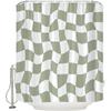 Retro Checkered Shower Curtain Sage Green and White Cute Checkerboard Geometric Vintage 60s 70s Abstract Aesthetic Modern Decor Bathroom Curtain Set