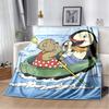 Miś Uszatek Brown Bear Red Polka Dot Overalls Soft Flannel Throw Blanket Background Warm Sofa Bed Decor Cover For Cartoon Fans