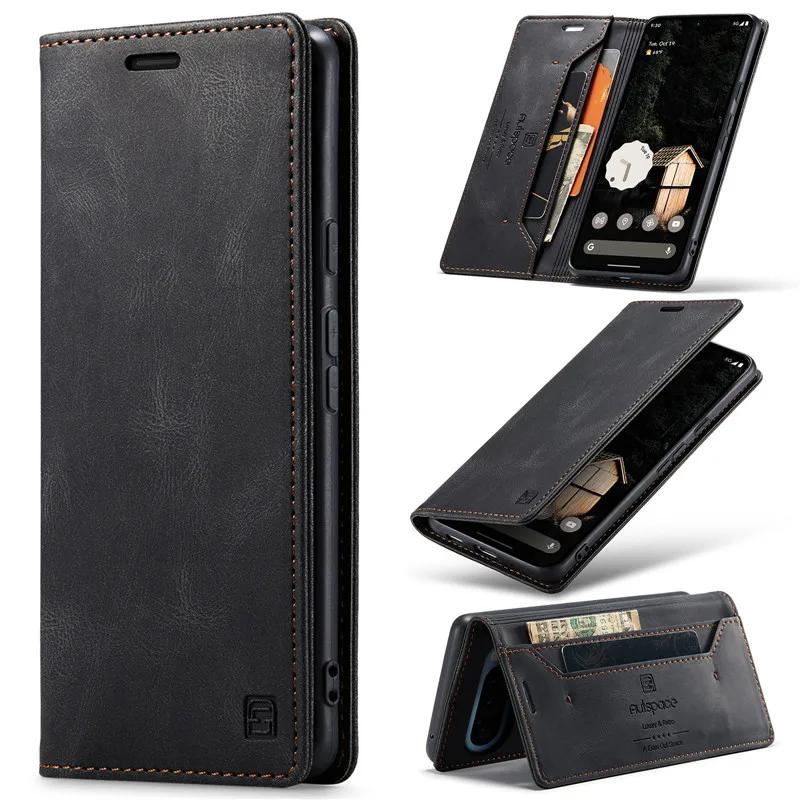 

Retor Magnetic Leather Wallet Card Phone Case for Google Pixel 9 Pro XL 8A 8 7A 7 6 Pixel9 Pixel8 Pixel7 Flip Stand Cover Hoesje Google Pixel 6