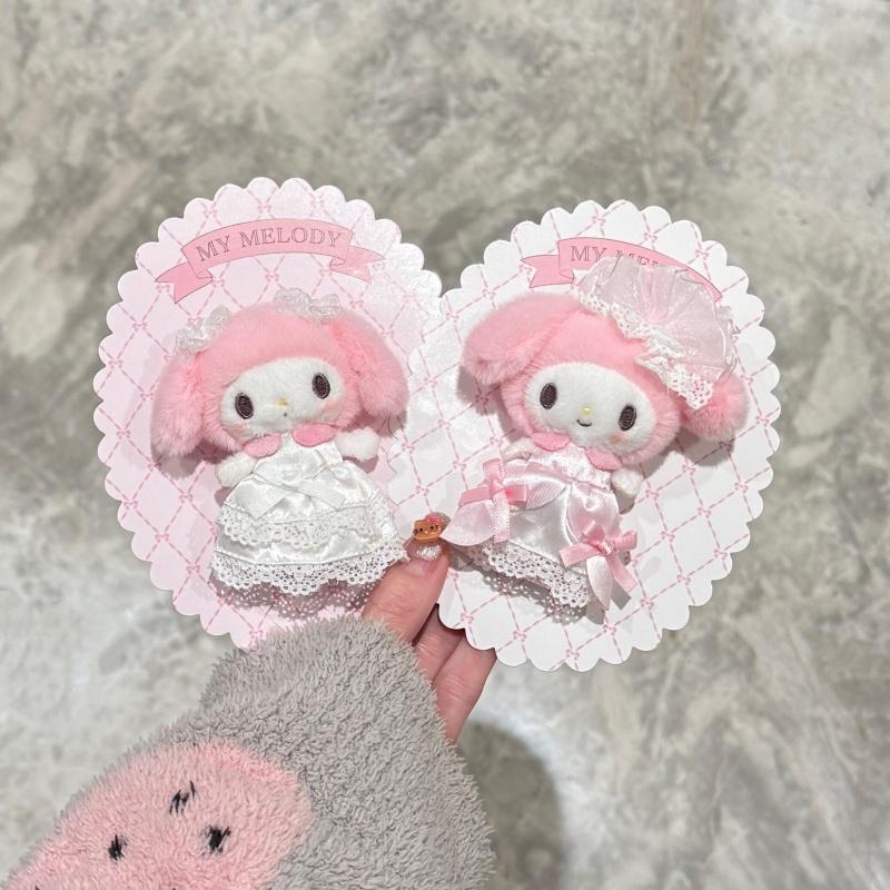 My Melody Wedding Series Pink Dress White Dress Plush Brooch Pin Brooch Plush Doll Pendant Cute Girly Birthday Gift Ornament