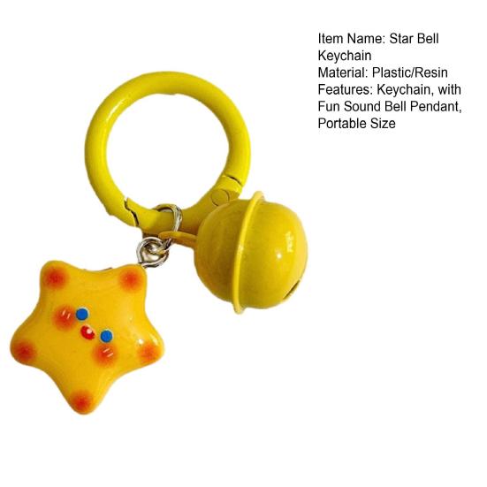 Schlüsselanhänger mit lächelndem Stern und Glöckchen, leicht, ideal als Geschenk für Freunde und Paare.