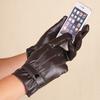 New Autumn and Winter Men's Warm Gloves for Three Stringed Wash Leather PU Plus Velvet Outdoor Riding Touch Screen Leather Gloves