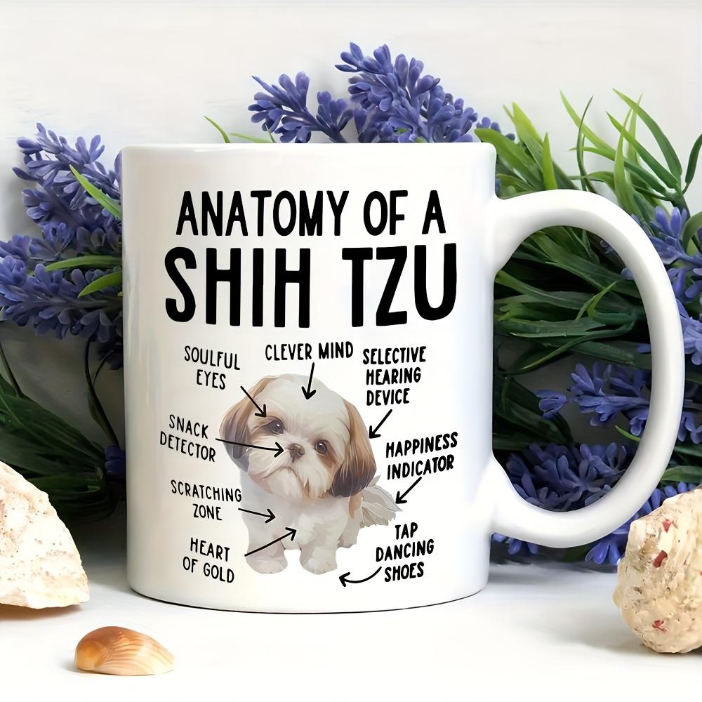 [Funny Coffee Cup] Funny Coffee Cup Shih Tzu Anatomy |   Cute Cartoon Design, Perfect Gift 301-400ml чёрный