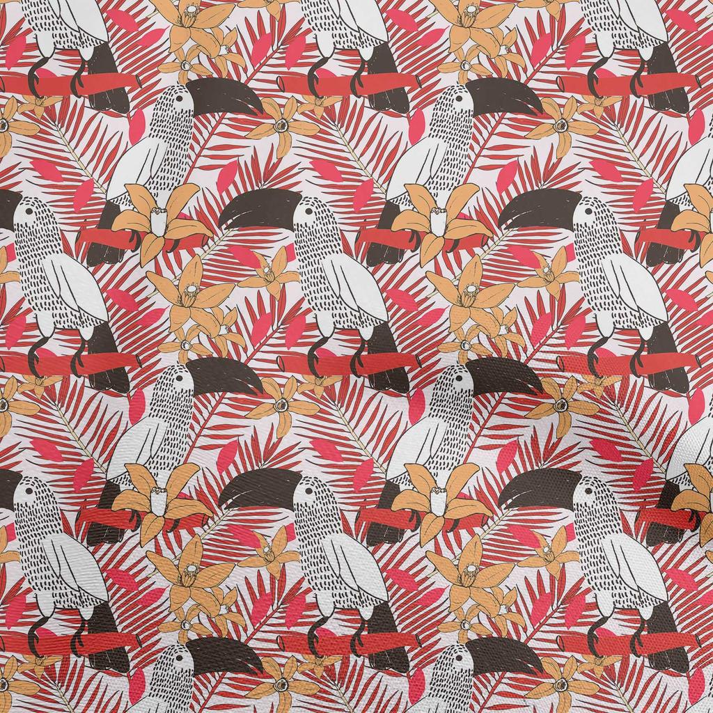 oneOone Bawełna Flex Aqua Niebieska Tkanina Tropikalny Kwiatowy z Ptakami DIY Odzież Tkanina do Quiltingu Tkanina z Nadrukiem na Metry 40 Cali