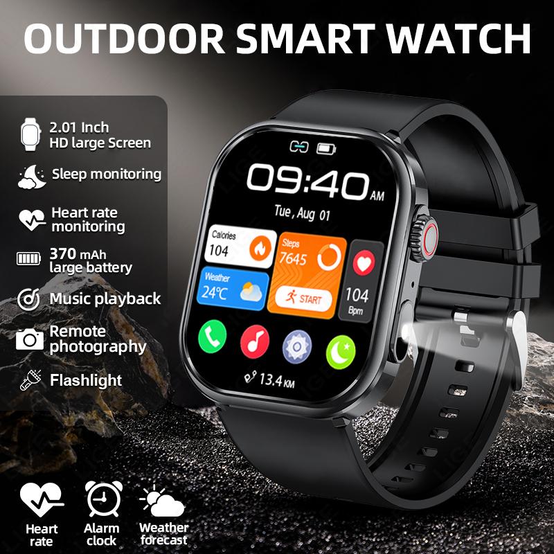 LIGE Novo Smartwatch 2.01 polegadas Chamada Bluetooth Esportes ao Ar Livre À Prova d'Água Smartwatch Masculino