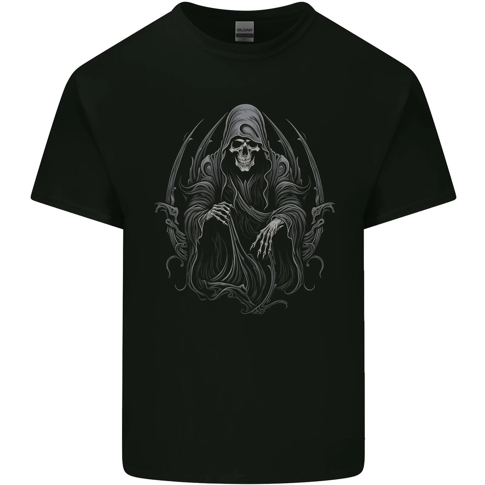 Grim Reaper Throne Skull Kids T-Shirt Childrens 3XL