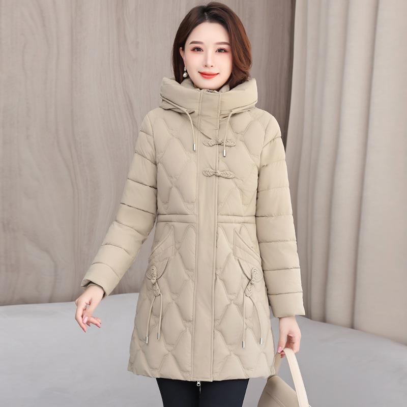 2025 cotton clothes for women winter medium and long new loose cotton-padded jacket thick cotton-padded coat