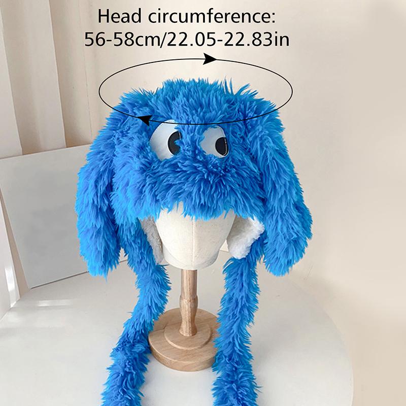 Damen Wintermütze mit süßem Cartoon-Design mit großen Augen und Hund, verdickter Ohrenschutz, atmungsaktiv und warm