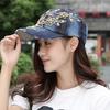 Women's Embossing Flower Denim Baseball Summer Rhinestone Inlaid Jeans Hat