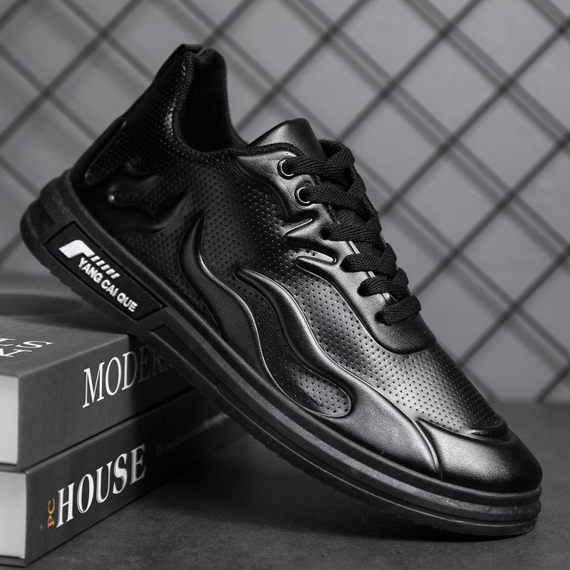 

Мужская повседневная обувь, новые высокие туфли с полиуретановой поверхностью, мужская обувь с кожаной поверхностью, дышащая, модная, уличная обувь для мужчин 39 чёрный