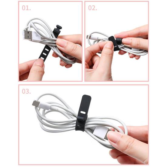 5Pcs Cable Organizer Ties Management for Headphones Flexible Wire Silicone Reusable Cable TV USB Computer