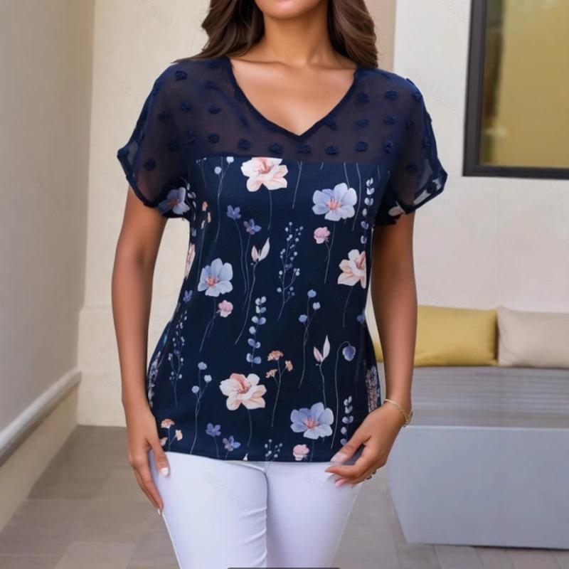 

BITCED Women s Fashion Casual Short Sleeve V Neck Blouses & Shirts XXXXXL синій