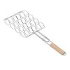 Corn Grilling Basket Stainless Steel Beech Wood Handle Even Heat Distribution 4 Corns Capacity Grilling Holder for