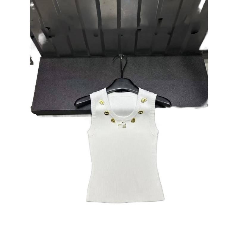 European Style Round Neck Knit Vest with Metal Accents - Slimming & Versatile, New Spring Arrival