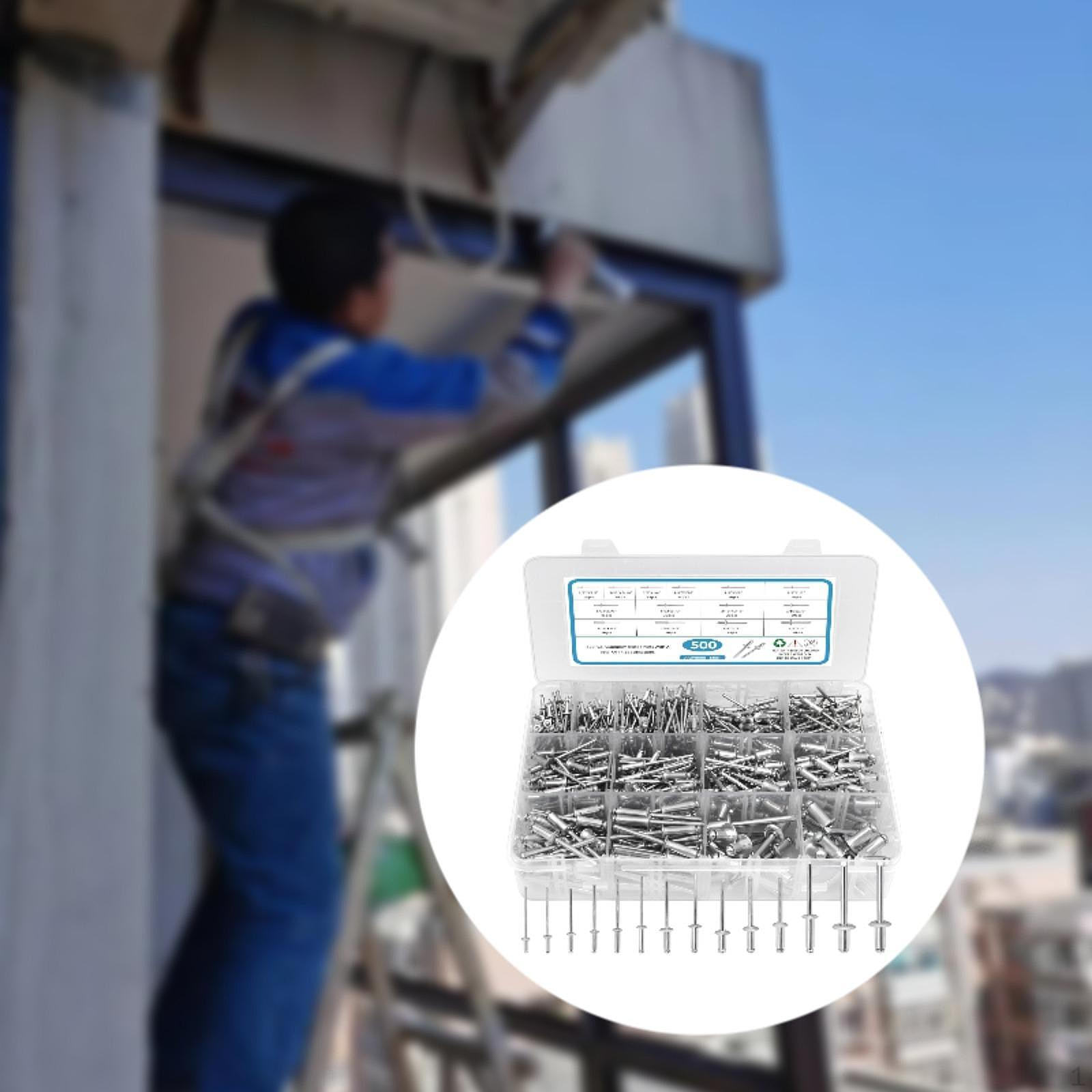 

500 шт. заклепок с открытым концом 3/32 , 1/8 , 5/32 , 3/16 , 1/4 , SAE, набор заклепок для серебряный