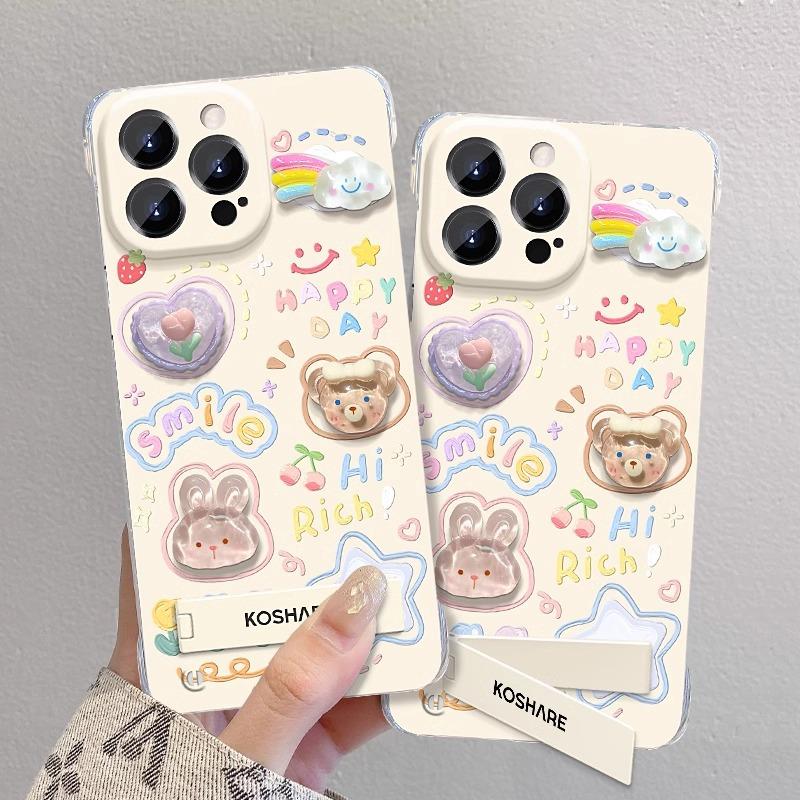 

Pigment Rabbit Doll Invisible Bracket Suitable for Apple 16 Mobile Phone Case 15 Cute Frameless 14 High-end 13 Ultra-thin Redmi K40/K40 Pro