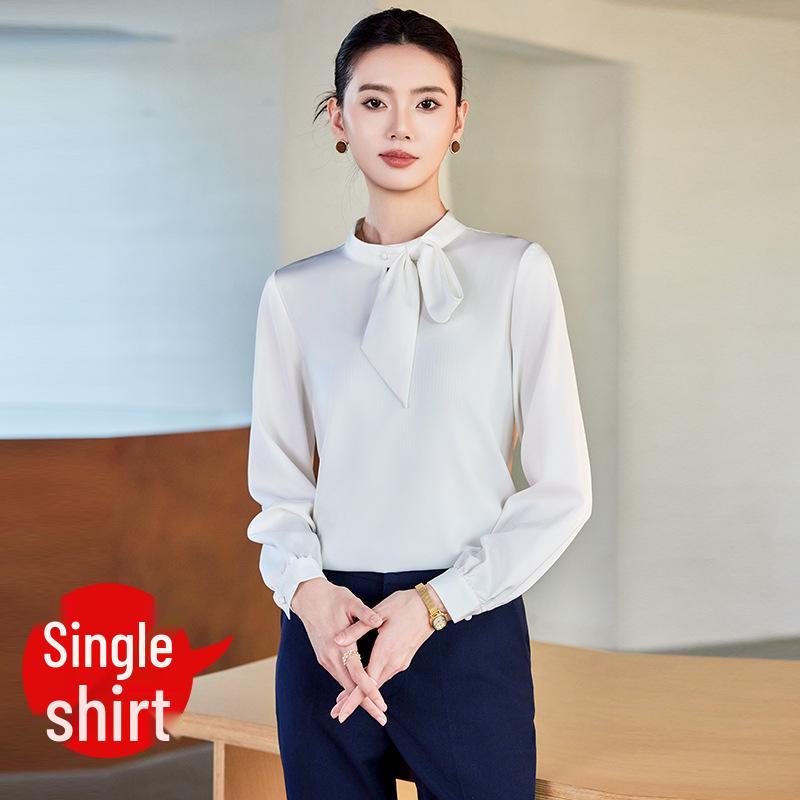 

2025 Женский комбинезон из высококачественного ацетатного сатина для работы: Белый топ-внутренний слой на весну/осень XXL