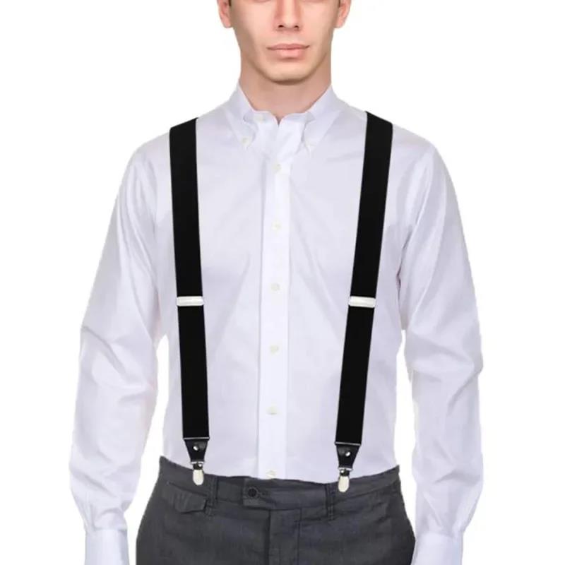 Practical 35/25/20mm Wide Men Suspenders High Elastic Adjustable 4 Strong Clips Suspender Heavy Duty X Back Trousers Braces