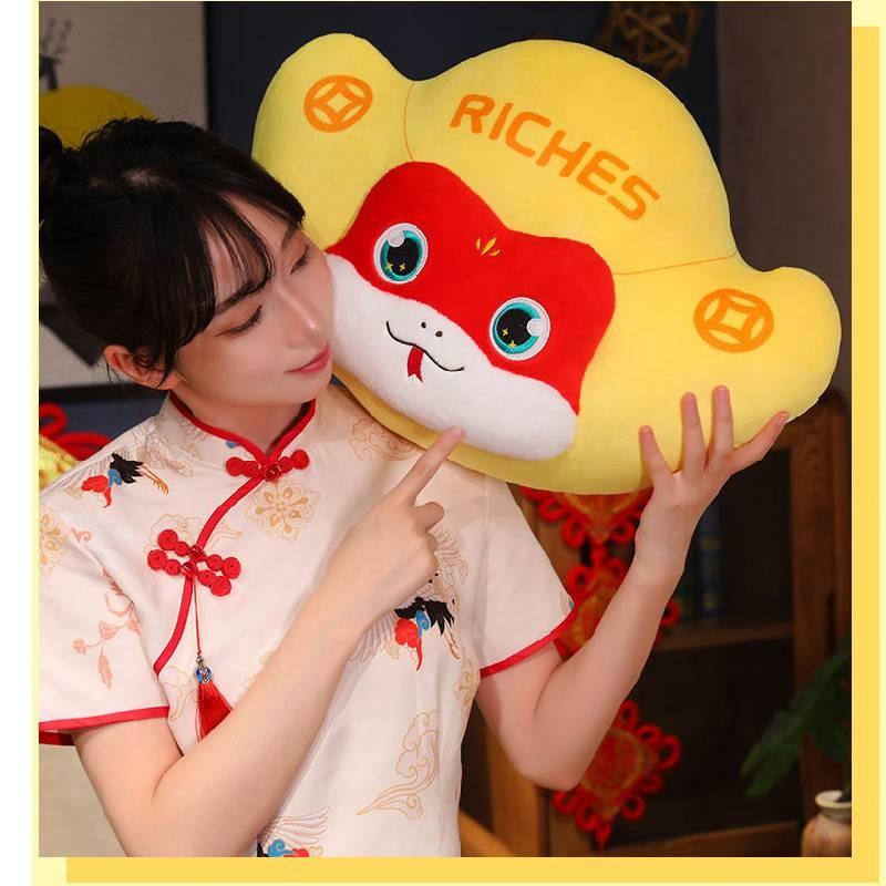 Snake Plush Ingot Toy Cute Cartoon Zodiac Auspicious Girl Sofa Pillow Doll Gift