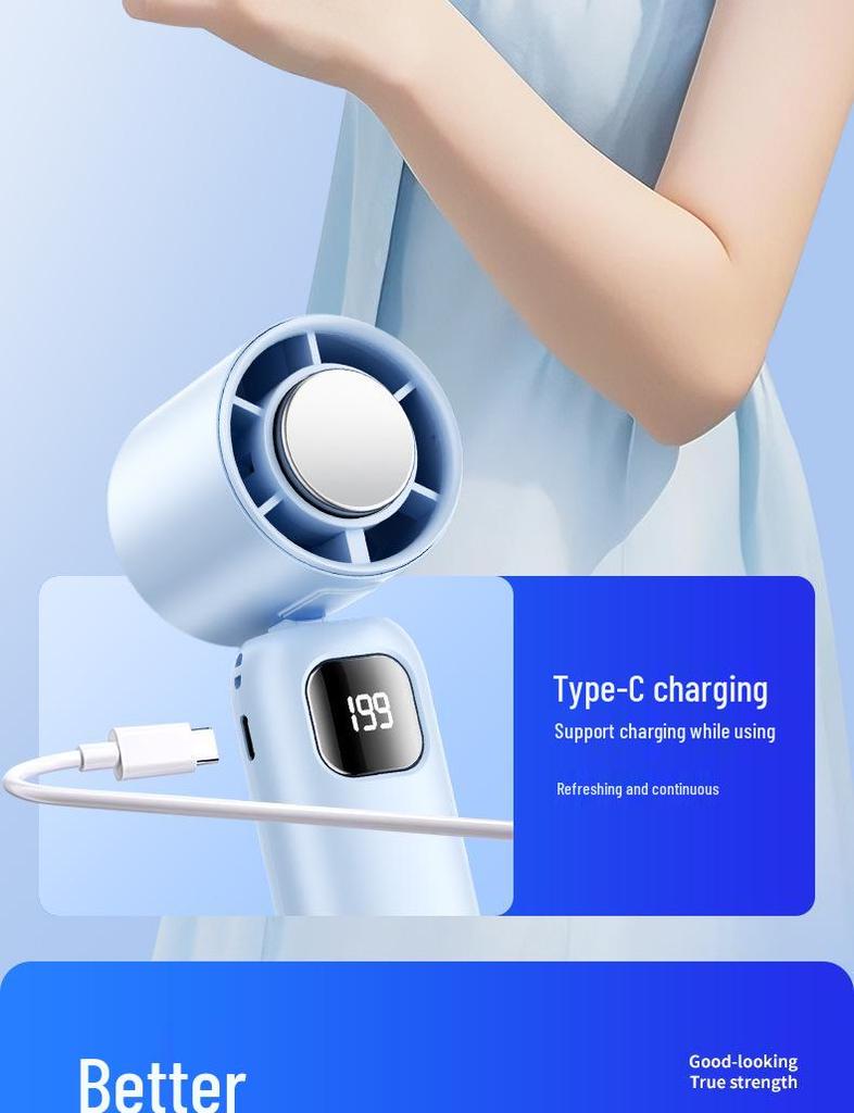 Portable Leafless Mini Fan with Semiconductor Cooling and Ice Pack