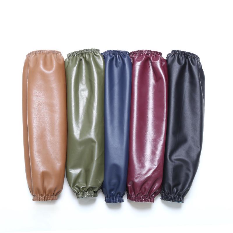 Black PU Leather Extra Large Waterproof Work Oversleeves for Adults