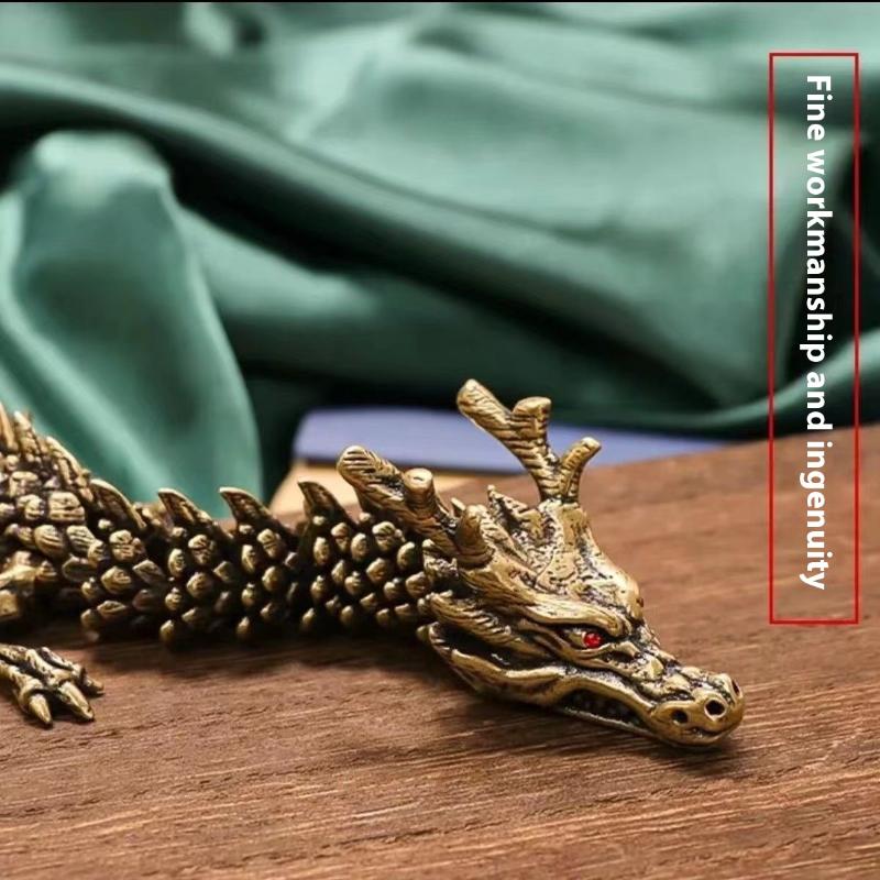1Pcs Moveable Body Joints Antique Alloy Lucky Dragon Desktop Office Crafts 3D Dragon Statue Ornament Home Decoration Gifts