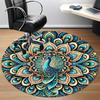 1pc Peacock Mandala Office Round Area Rug, Under Office Chairs Bedroom Living Room Home Decor, Room Deco