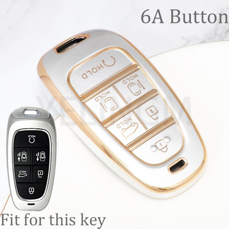 6Buttons Tpu Car Remote Key Shell Fob Protector For Hyundai Sonata Tucson Santa Fe Hybrid Nexo Nx4   Case Cover Keychain
