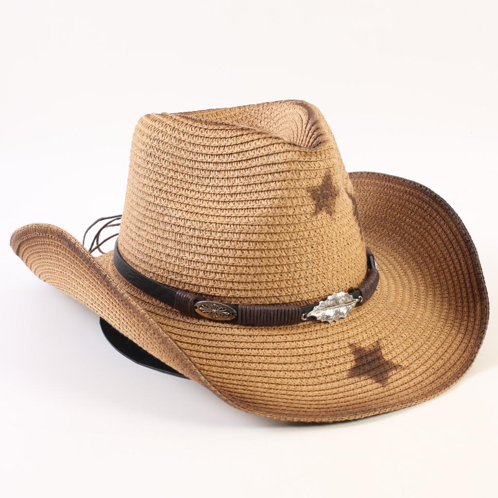 Popular Western Cowboy Straw Hat Men's and Women's Fashion Shade Straw Hat Classic Outdoor Western Cowboy Hat