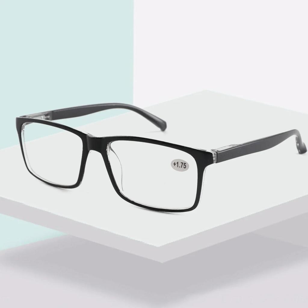 Tragbare Lesebrille Schwarz Dekorative Brillenfassung Brille Rechteck Anti-Augenbelastung Lesebrille Lesehilfen Ultra Mode