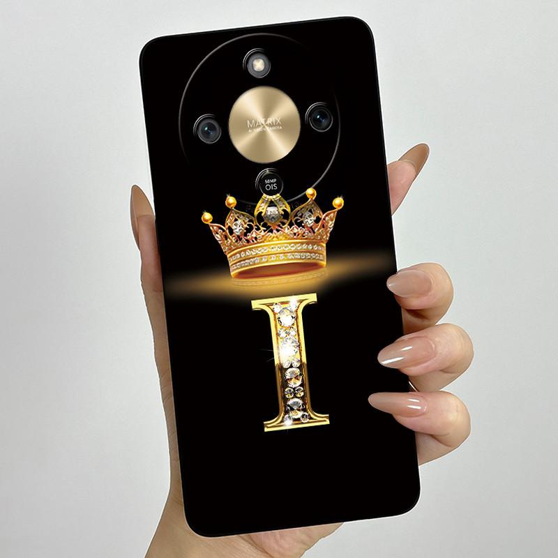 Custodia Per Honor Magic 8 Lite Corona Lettera Iniziale Morbido Silicone Liquido Cover Antiurto Coque Per Honor Magic8 Lite 5G Custodia Funda