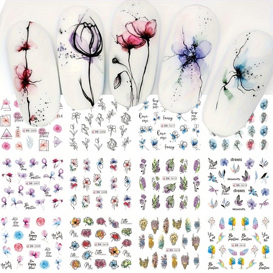 Nail Sticker Flower Water Transfer Nail Decal Wraps Nail Art Tips Manicure Decor
