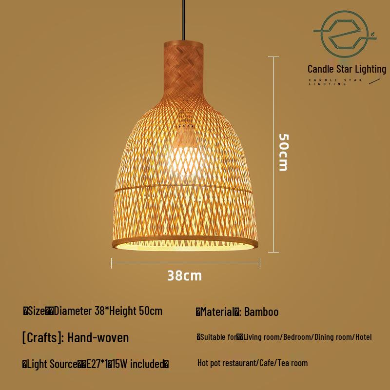 Zen Style Bamboo Rattan Pendant Light for Tea Rooms and Restaurants
