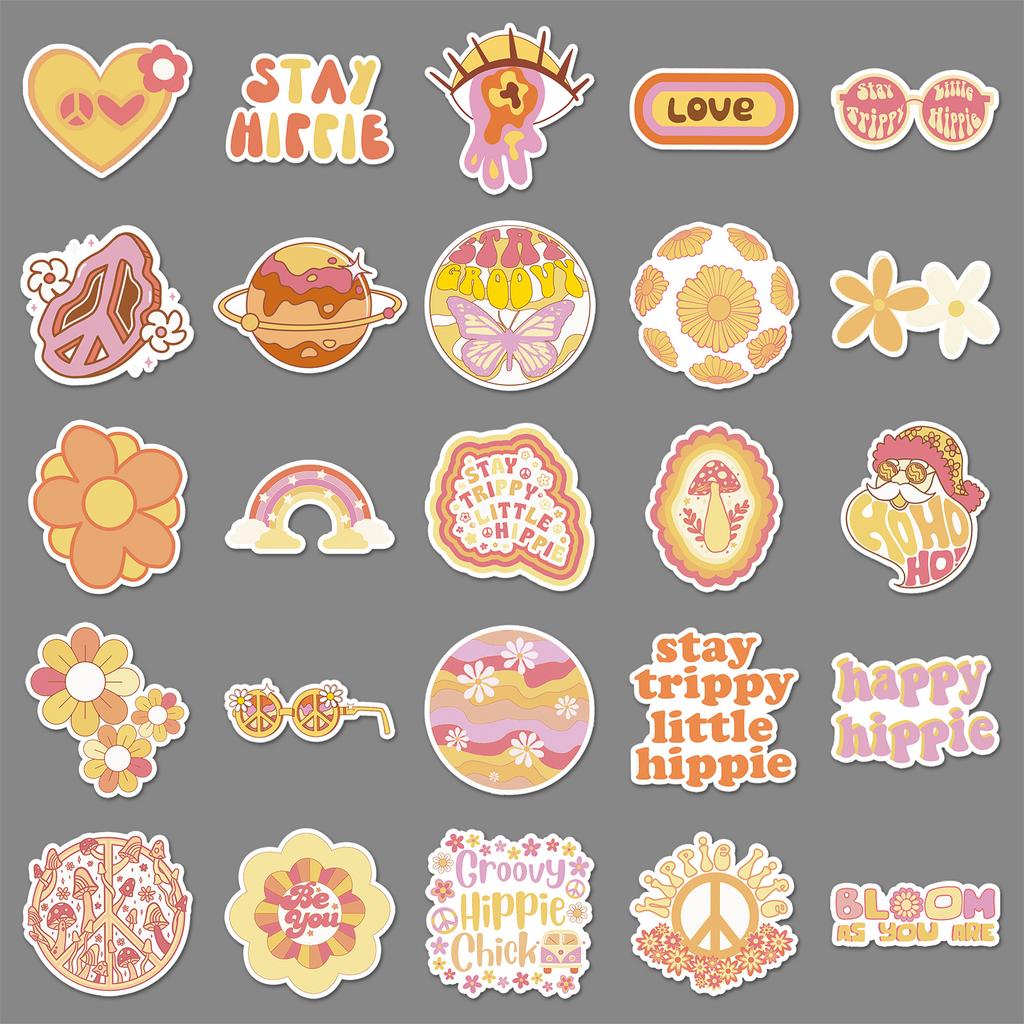 50 Hippie Graffiti Stickers Personalized Boho Decorative Mobile Phone Case Suitcase Stickers