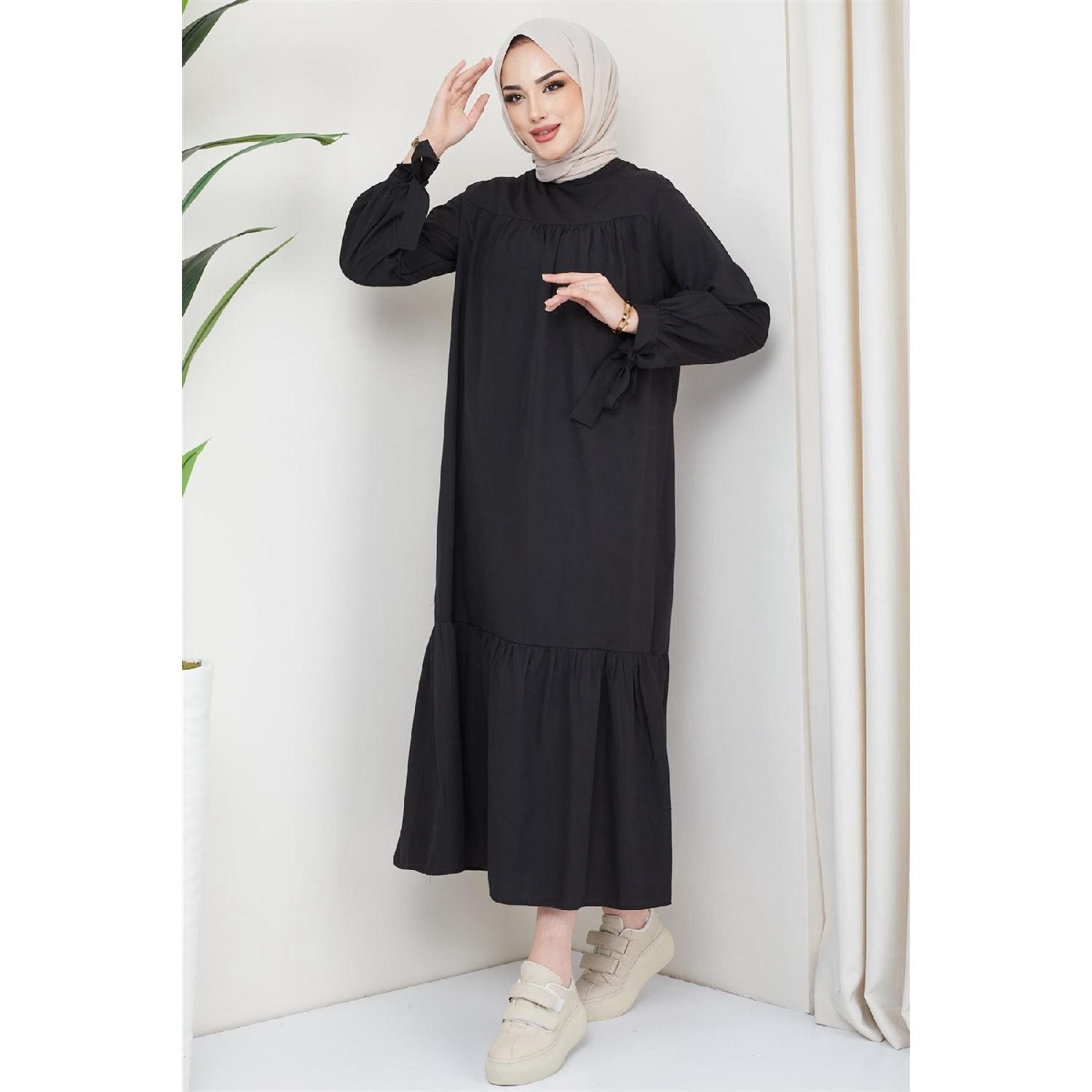 

Платье Robe с завязками на рукавах, черное 36 чёрный