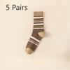 5 Pairs of Female Spring and Autumn Cotton Thin Style Sweat Absorbent Boneless Tube Stack Socks