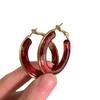 Red Style _ Temperament Ankara Red Ice Transparent Earrings Women'S Unique Personality Stud Earrings Senior Feeling Earrings