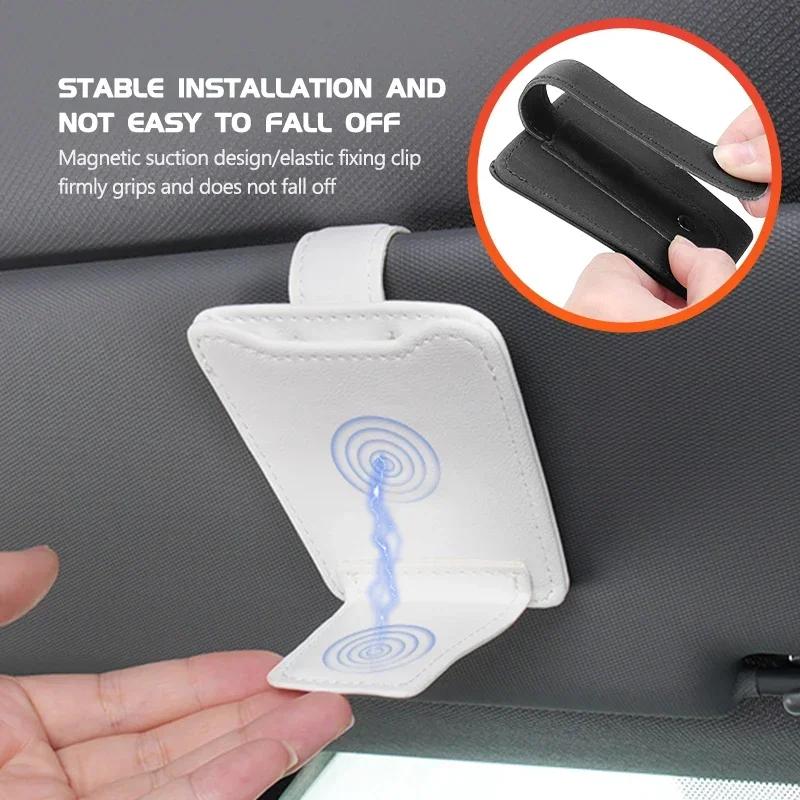 Car Sunglasses Holder Sun Visor Leather Hanger Ticket Card Clip For Citroen C4 C3 C5 C1 C2 C6 VTS C4L DS3 DS4 DS5 Grand Berlingo