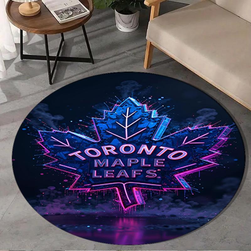 1PC Maple Leafs Emblem Round Rug, Non-slip Chair Mat, Home Decor, Circle Carpet Perfect for Office, Bedroom, Living Room,Christmas gift