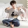Boys Cotton Pajama Set Long Sleeve Thin Winter Sleepwear Kids 8 Years Cartoon Print Comfortable Home Wear