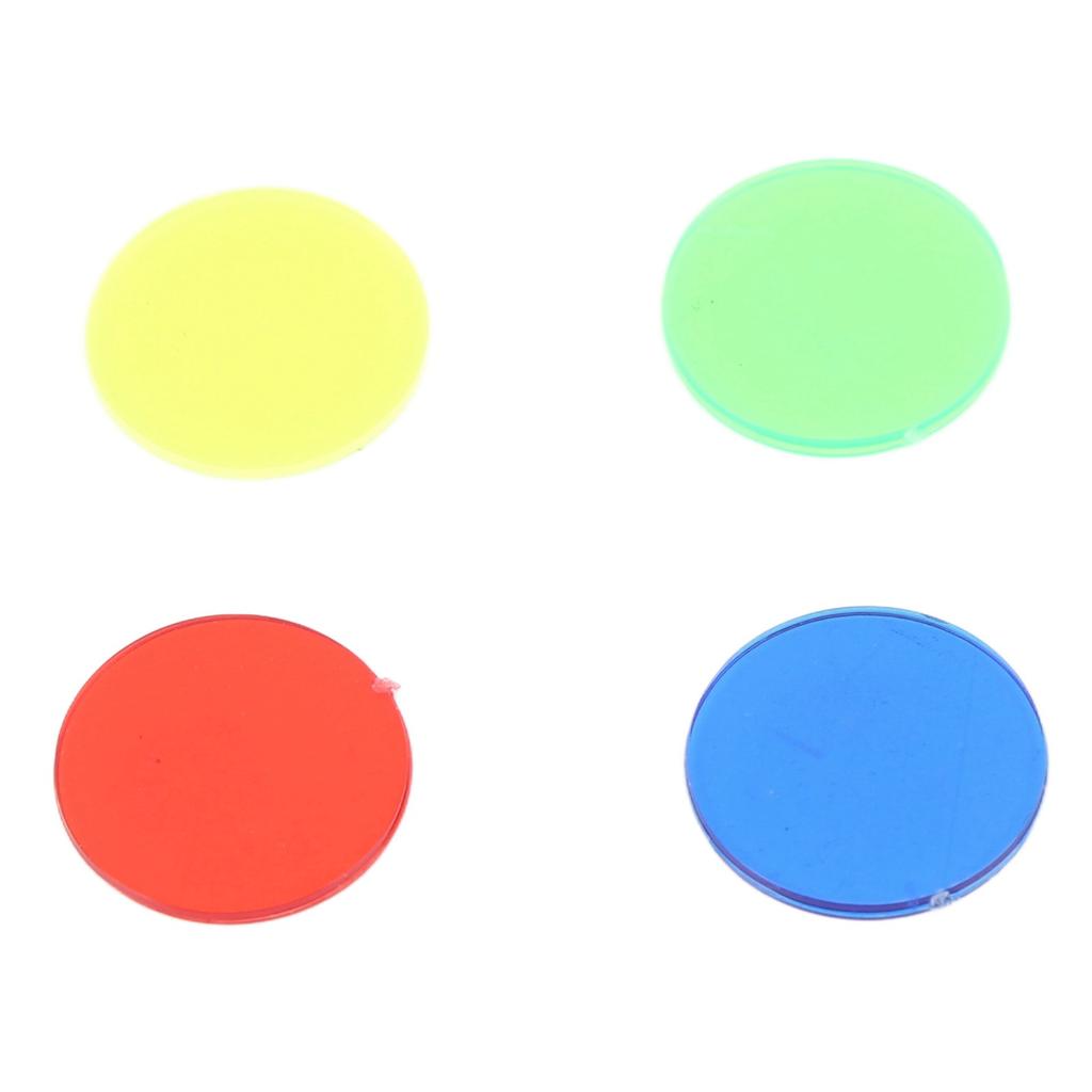 100 Stück Spielmarken Scheiben Durchscheinend 15mm Durchmesser Rund 4 Farben Brettspiel Zählmarke Chip
