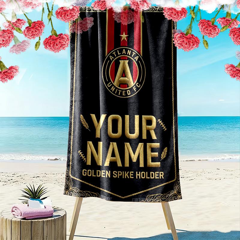 Name Custom Atlanta United FC Print Beach Towel, Large Soft Quick Dry Towel for Beach Camping Swimming