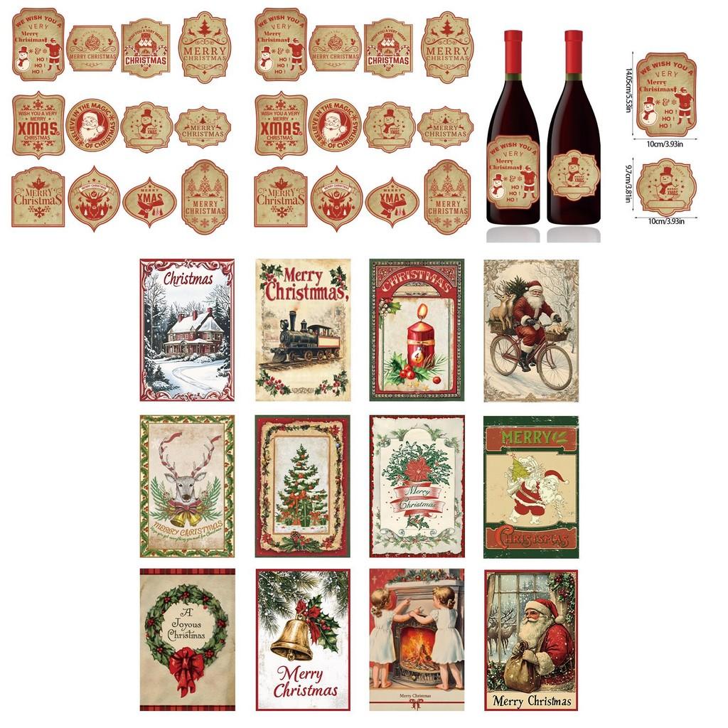 Christmas Party Bottle Stickers With Retro Style For Festive Event Decoration
