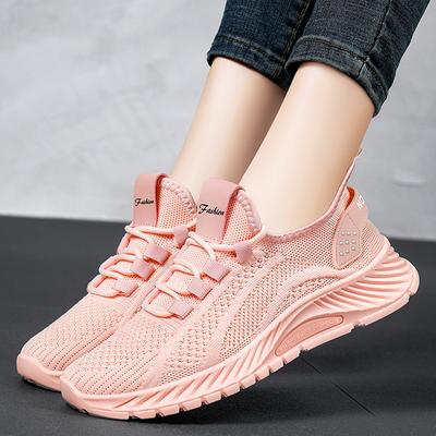 Damen-Frühjahrssneaker, atmungsaktive Fly-Knit Einzel-Schuhe, weiche Sohle, große Größen, vielseitige Freizeitschuhe