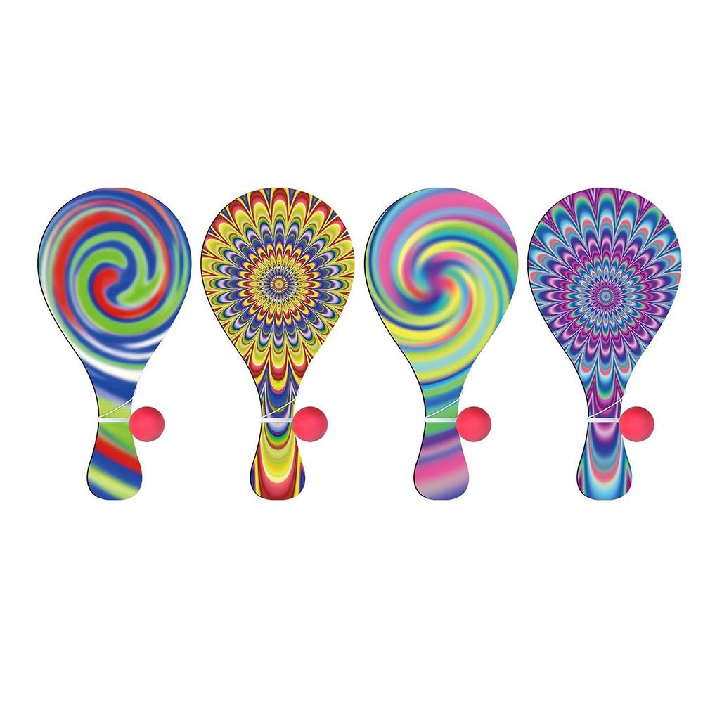 

4Pcs Retro Kids Racket Ball Set Portable Wooden Target Ball Paddle Ball Game Active Play Set 1